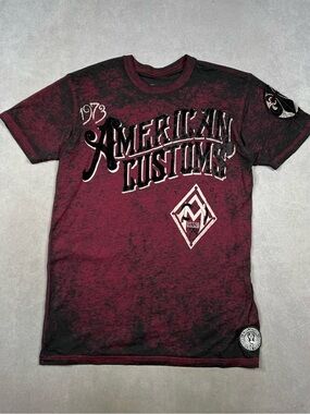 Affliction Men's American Customs Graphic Tee - Burgundy & Black